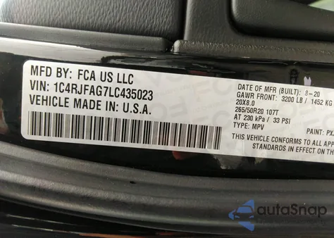 2020 Jeep Grand Cherokee Altitude 4X4 from USA, damaged, VIN 1C4RJFAG7LC435023